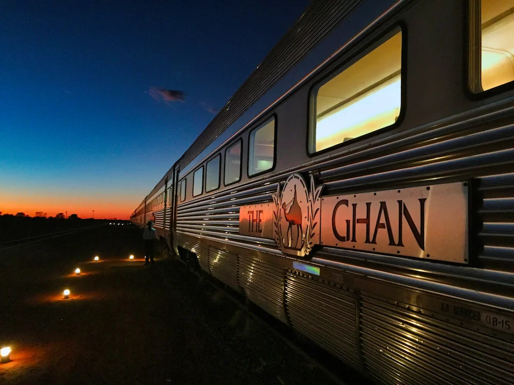 Passenger train at dusk